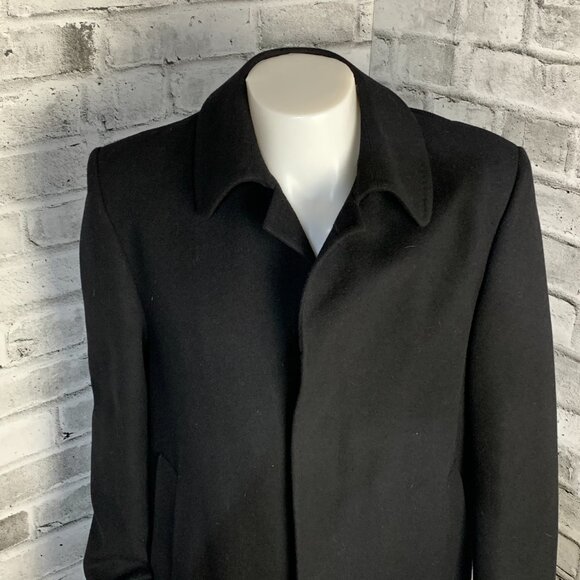 Nautica Overcoat Slater Mens 42R Black Wool Cashmere Trench Coat Jacket - Picture 2 of 16